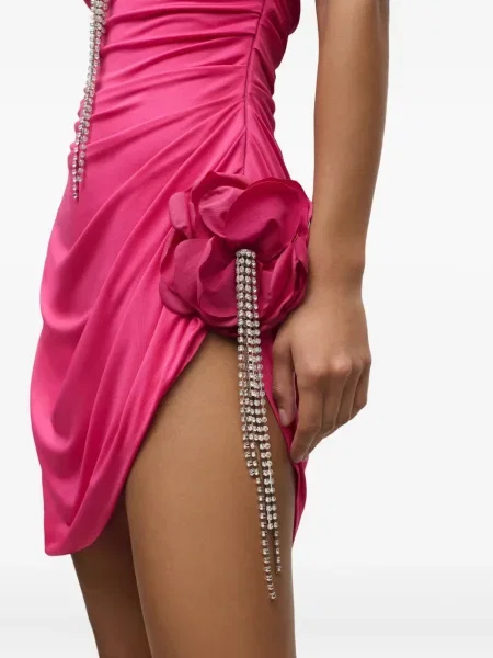Rochie mini Area drapată de cristal de costum roz