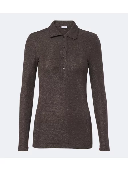 Tricou polo Brunello Cucinelli de lână maro