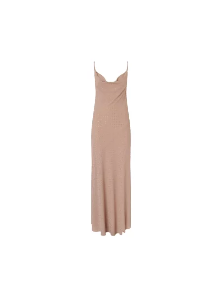 PINKO Sukienki Kobieta Long Farro Dress beżowy