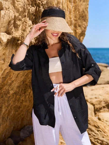 Лляна Сорочка ISSA Plus чорний