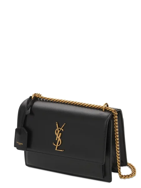 Kožená kožená taška Saint Laurent čierna