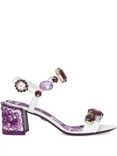 Кожени сандали Dolce & Gabbana бяло
