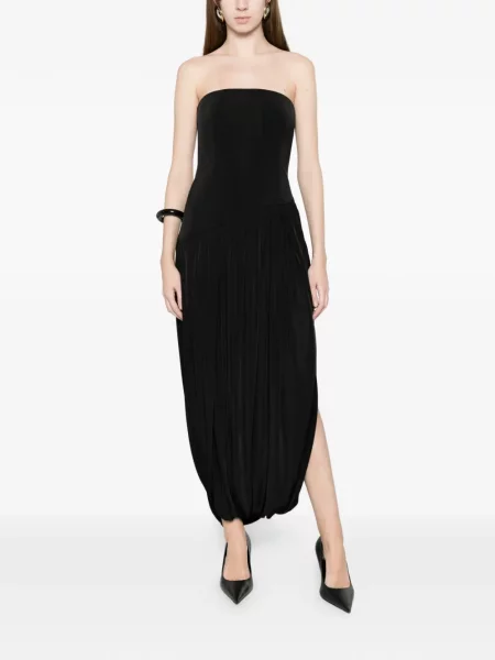 Rochie Ferragamo plisată fără bretele de costum negru