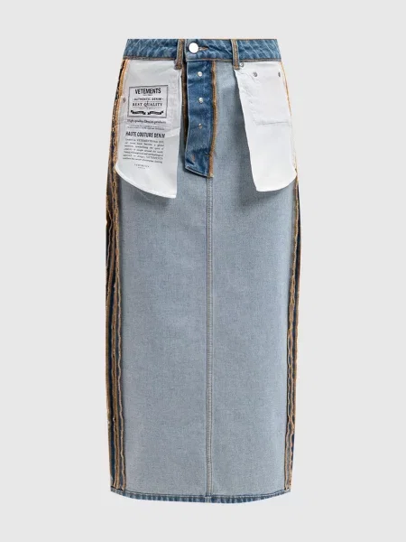 Джинсова спідниця міді з ефектом вивороту Vetements блакитна