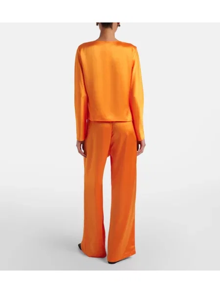 Pantaloni Leset din satin portocaliu