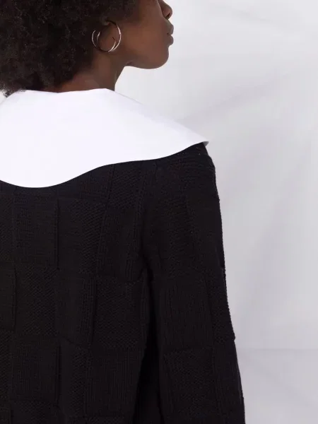 Cardigan Ganni din poplin negru