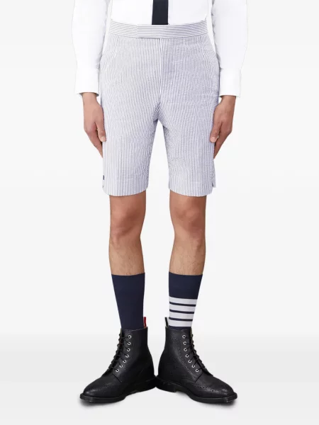 Pruhované kraťasy Thom Browne na ramínka modré