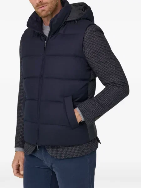 Vestă din puf Boggi Milano cu glugă de flanelă albastru