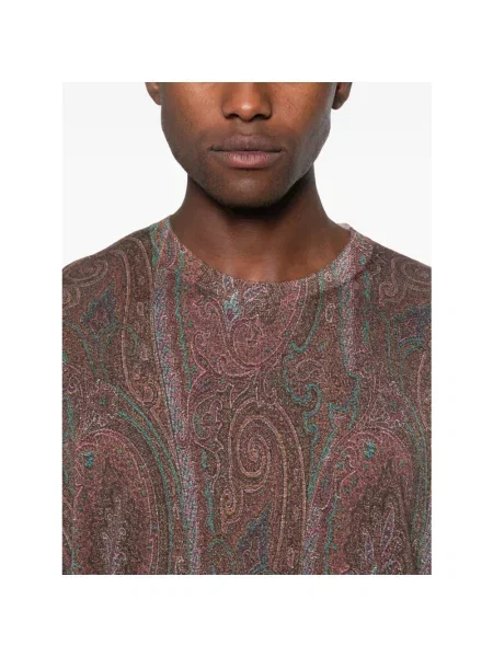 Sweter Etro z kaszmiru z wzorem paisley brązowy