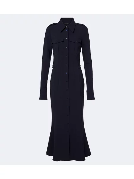 Rochie tip cămașă Mugler de lână albastru