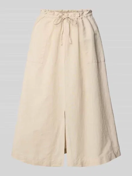 Spódnica lniana z rozcięciem Christian Berg Woman beżowa