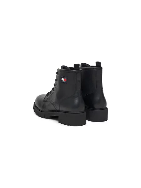 Tommy Jeans Pohodni čevlji Tjw Lace Up Leather Boot črna