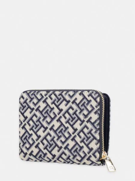 Tommy Hilfiger Peňaženka Th Icon Med Za W/ Flap Jacquard Modrá béžová