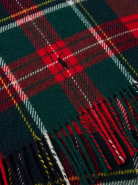 Szal Polo Ralph Lauren wełniana w kratę czerwona
