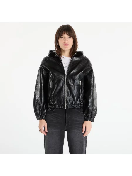 Kurtka Michael Kors Faux Leather Hoodie Black M czarna