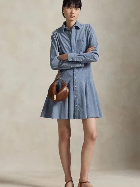 Polo Ralph Lauren sukienka niebieski mini rozkloszowana błękitna