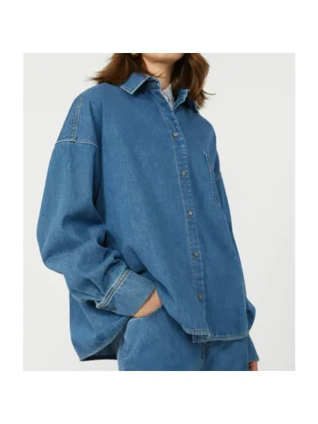 Bluzka jeansowa o kroju relaxed fit z czystej bawełny model „FOGGIA” Weekend Max Mara niebieska