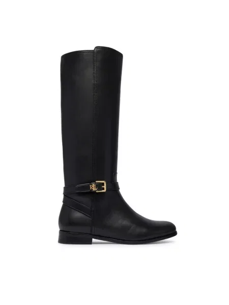 LAUREN RALPH LAUREN Cizme lungi riding Brooke II Calfskin Tall Boot negru