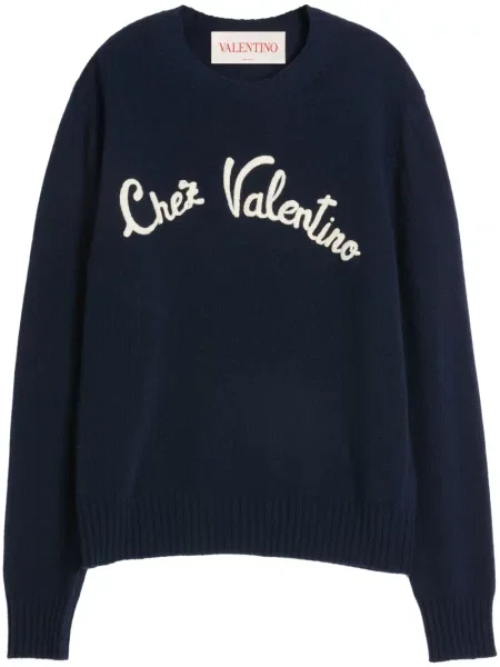 Pulover Valentino Garavani cu broderie albastru
