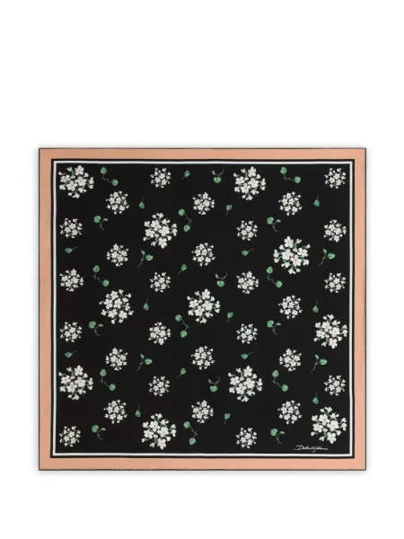 Fular Dolce & Gabbana cu model floral negru