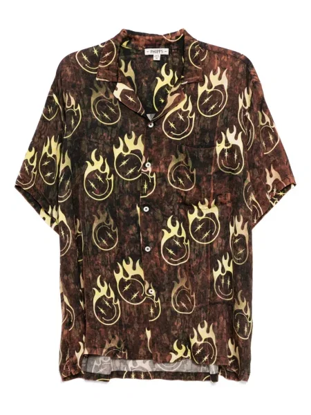 Риза Stain Shade с принт кафяво
