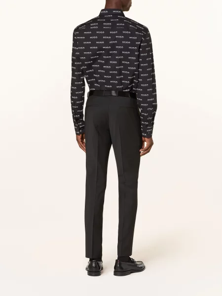 Hugo Oblekové Kalhoty Hesten Slim Fit černá
