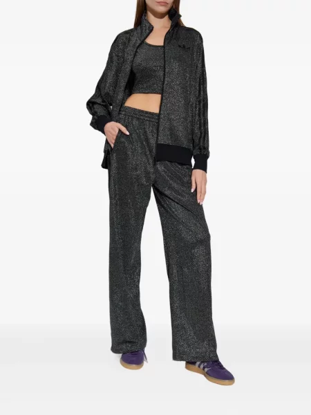 Prugasti prsluk Adidas od flisa s vezicama crvena