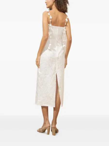 Rochie fără mâneci Andres Otalora fără mâneci cu model floral de costum alb