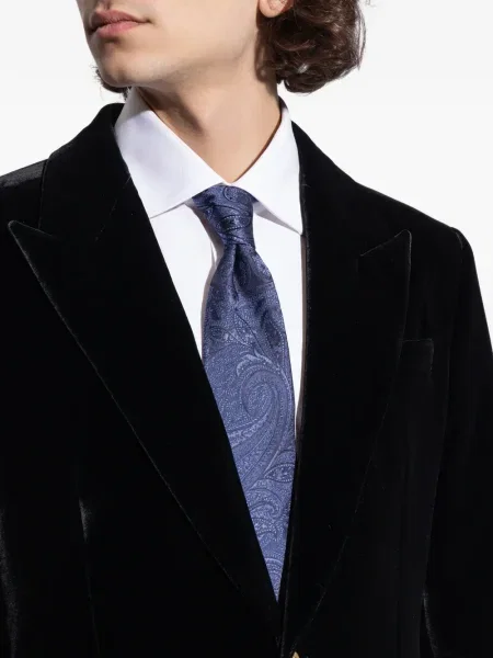 Cravată Etro cu model paisley albastru