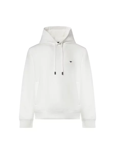 Bluza z kapturem Emporio Armani z kapturem z dżerseju z logo biała
