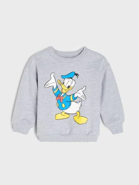 Sinsay mikina crewneck s potiskem Donald Duck šedá