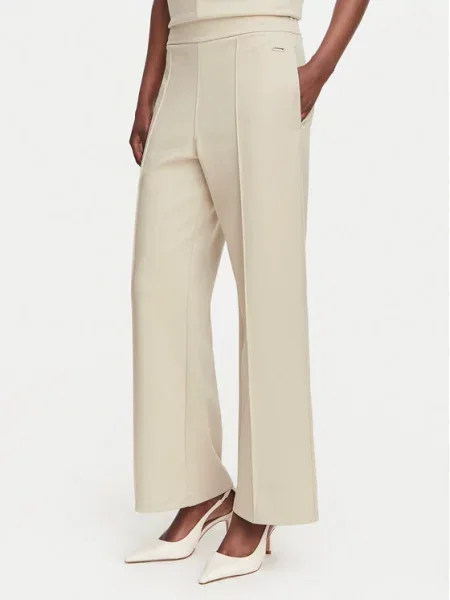 Calvin Klein Szövet nadrág Wide Leg bézs