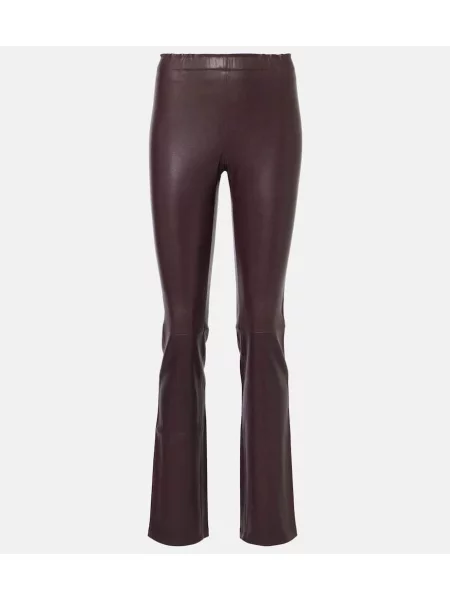 Lung leggings Stouls din piele evazate roșu