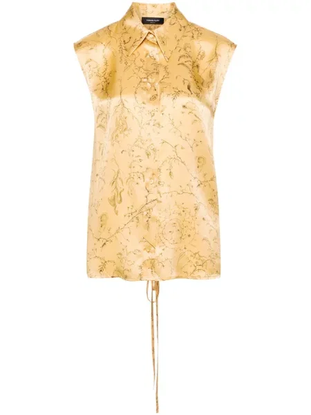 Top Fabiana Filippi de mătase cu model floral cu imagine galben