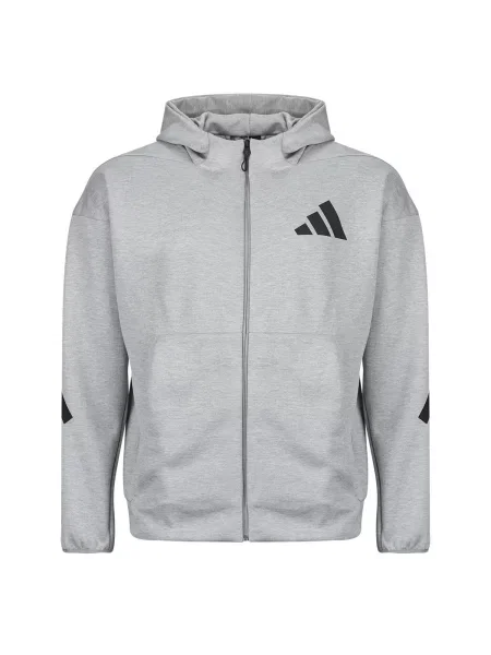 Hanorac cu glugă Adidas Performance cu glugă alergare gri