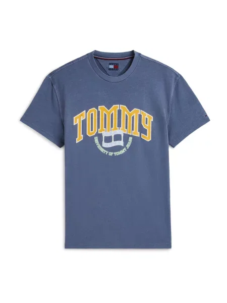 Tommy Jeans Tricou CREST ARCH safir / albastru deschis / galben alb