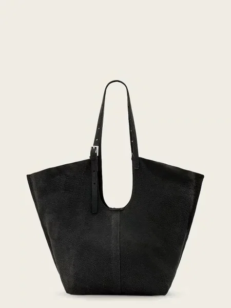 Кожена чанта AllSaints ARA сиво