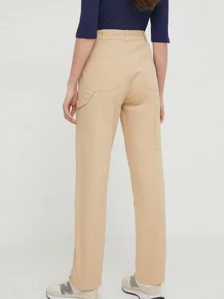 Kalhoty Pepe Jeans Betsy jednoduché medium waist béžová