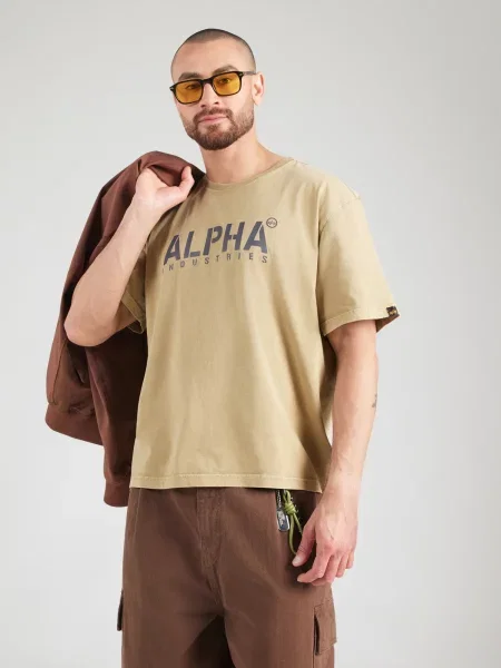 ALPHA INDUSTRIES Tricou piatră / kaki gri