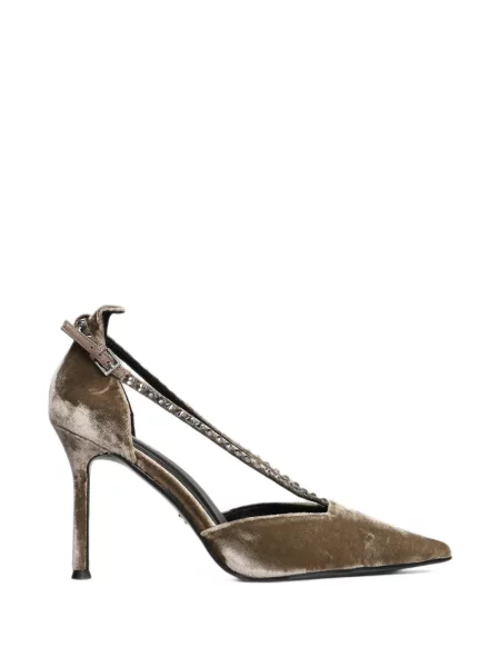 Pantofi cu toc Lola Cruz de catifea maro