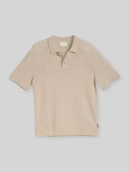 Koszulka polo o kroju regular fit z bawełny w imitacji dzianiny Tom Tailor beżowa