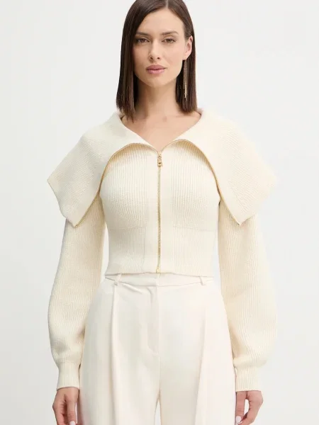 Elisabetta Franchi cardigan din amestec de lână light bej