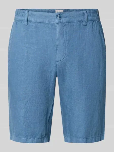 Szorty bermudy o kroju regular fit z czystego lnu model BALU' Brax niebieskie