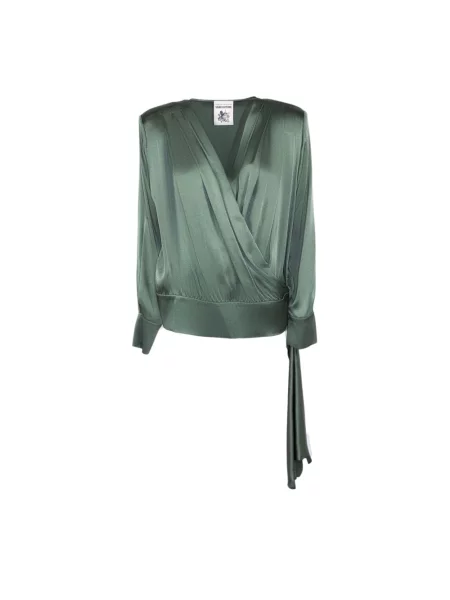 Bluzka Semicouture z dekoltem w serek zielona
