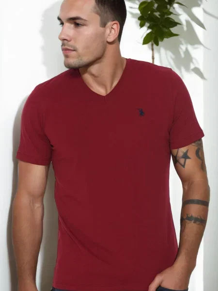 Тениска Dewberry с V-образно деколте винено червено