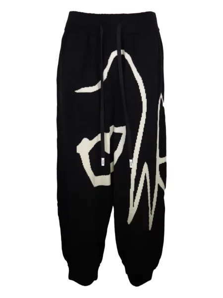 Pantaloni Haculla de lână cu imagine negru
