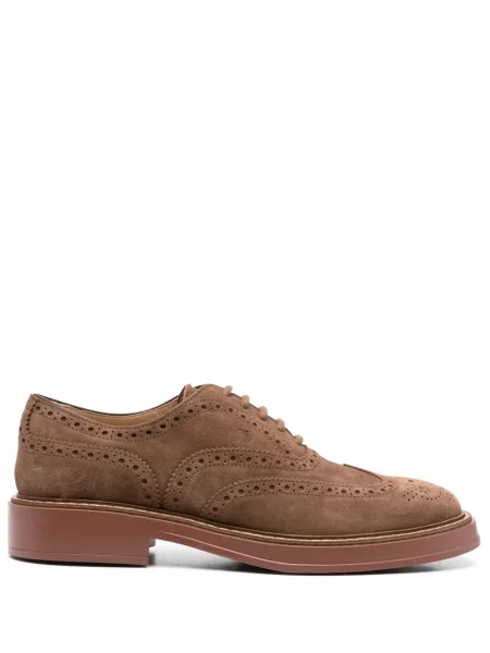 Brogues Tod's cu șireturi din piele de căprioară maro
