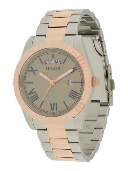 GUESS Analógové hodinky CONNOISSEUR zlatá žltá / striebornosivá strieborná