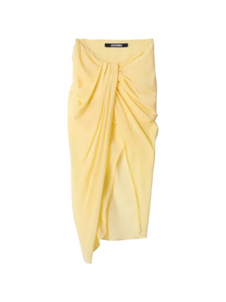 Fustă Jacquemus asimetrică drapată galben
