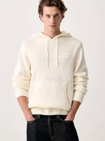 Guess Jeans pulover pentru bărbați cu amestec de lână bej